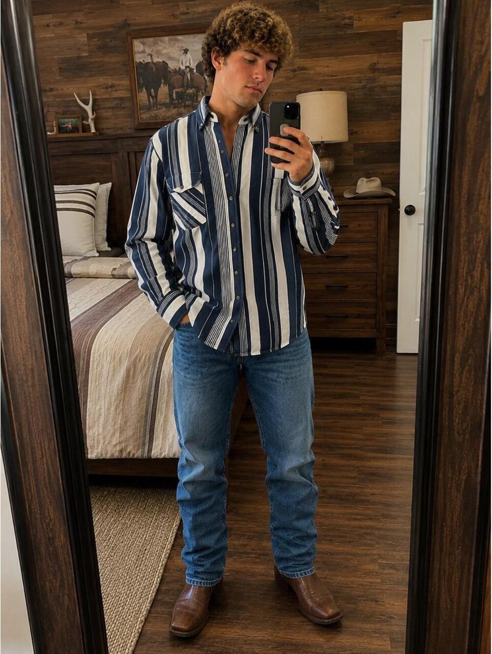 Men's Blue and Navy Shirt